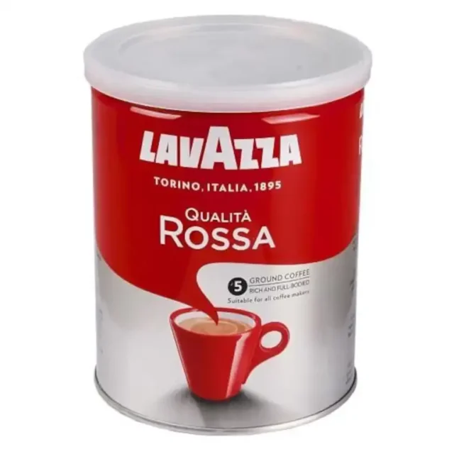 czerwono biała puszka kawy lavazza rossa